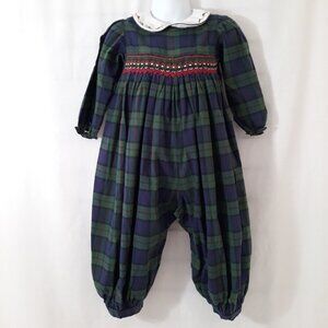 Vintage PolkaTots, Plaid - One Piece Jumpsuit - Long Sleeve - Size 2T